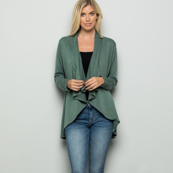 Sage Green Wrap Around Cardigan - Picture 1 of 4